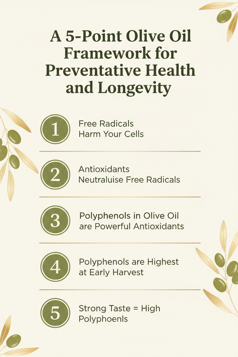 A 5-Point Olive Oil Framework for Preventative Health and Longevity