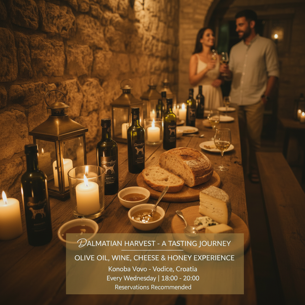 Dalmatian Olive Oil, Wine & Honey Tasting Experience — Every Wednesday at Konoba Vovo, Vodice