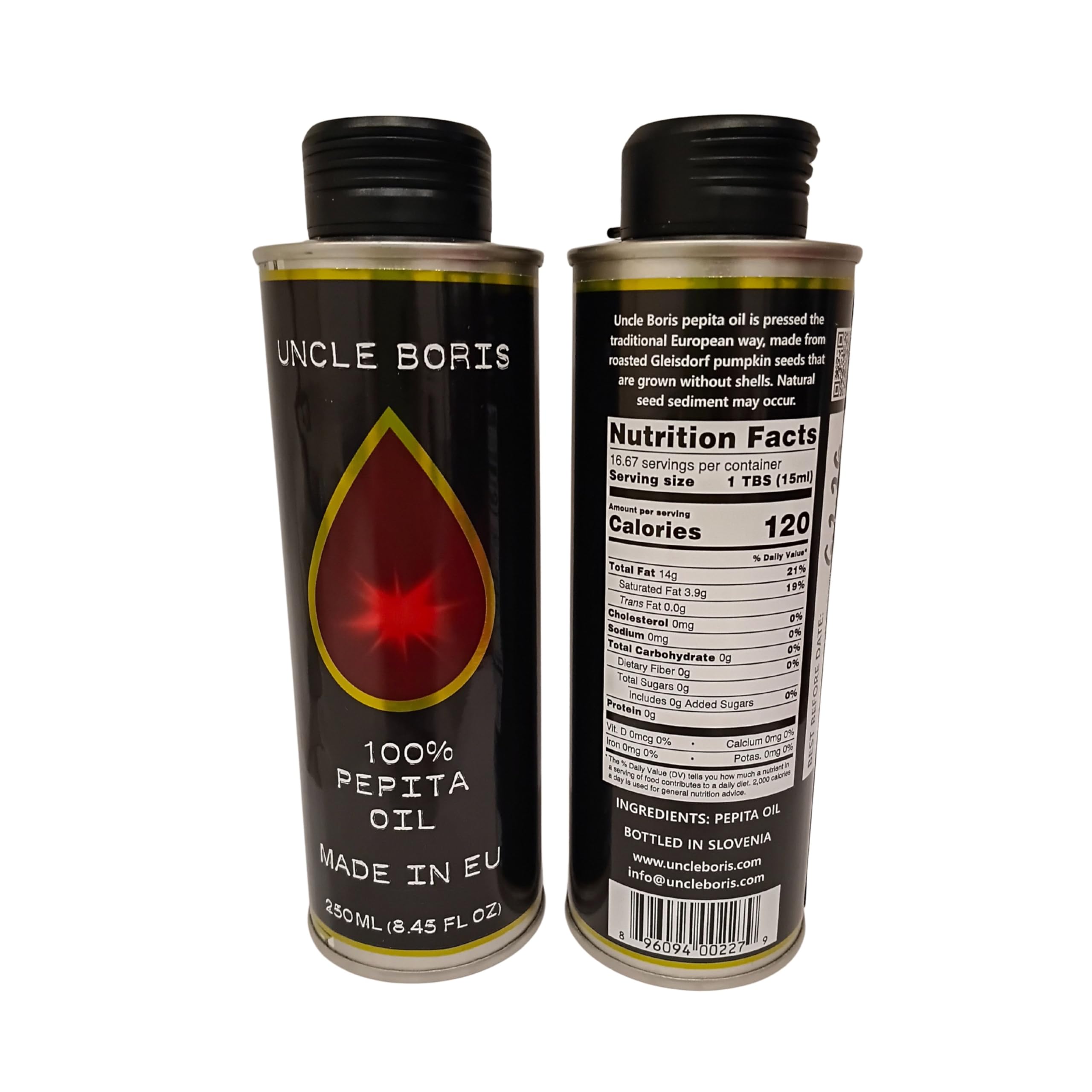 Dalmatia Oil – 'Uncle Boris' Premium Cold-Pressed Pumpkin Seed Oil (250ml) - Traditional Mitteleuropa Pepita Oil, Rich, Nutty Flavour, Nutrient-Dense Superfood.