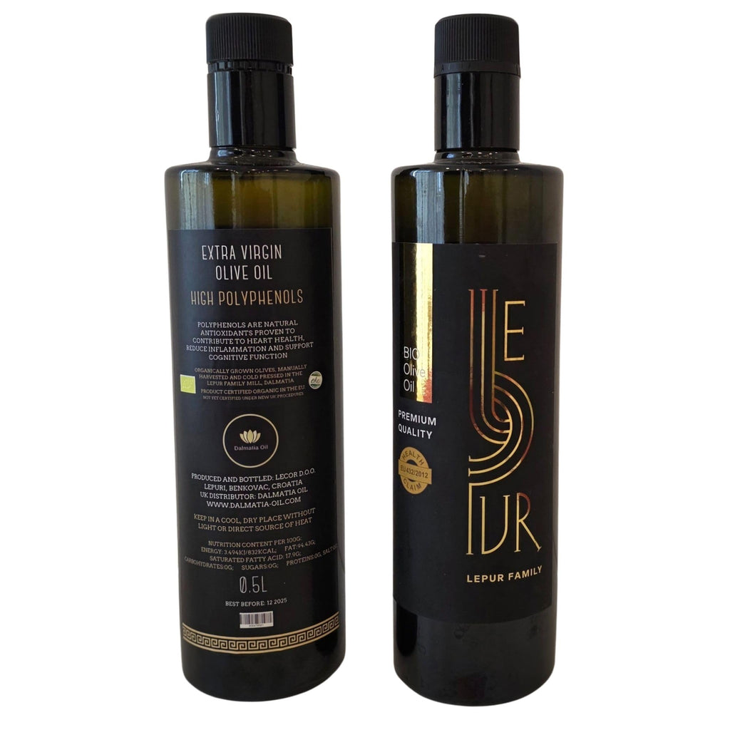 Oblica Blend. Medium Polyphenol (800mg/kg) 2025, Croatian, Organic, Early Harvest, Gold Award-Winning Extra Virgin Olive Oil – 500ml